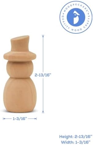 Snowman Peg Dolls 2-13/16 inch, Pack of 25 Wooden Peg Dolls for Christmas Crafting, Nativity Scenes, Holiday Decorations, by Woodpeckers