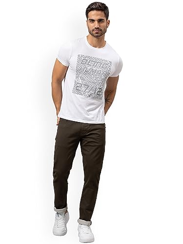 Image of Being Human Ecru Boot Cut Fit Denims for Men Clothing