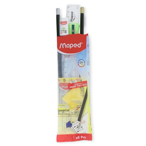 Image of MAPED Essential Writing Kit-Pack Of 10|2 Grey Pencils, 1Magic Stone, 1 Longtip Sharpener, 1 Eraser, 1 Scale| Navratri Return Gift|Writing Kit For Students|Gift Set For Kanya Poojan, Kanjak Puja