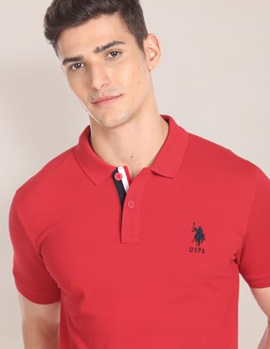Image of U.S. POLO ASSN. Solid Slim Fit Polo T Shirts for Men - 100% Cotton, Half Sleeve Mens Tshirt