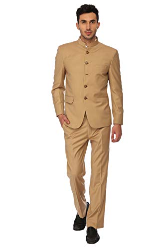 Costumes pour hommes coupe smoking haut de gamme avec veste col de stand et finitions couture