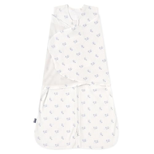 Image of HALO 100% Cotton Sleepsack Swaddle, 3-Way Adjustable Wearable Blanket, TOG 1.5, Floral Vintage Stripe, Small, 3-6 Months