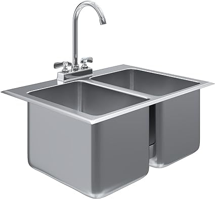 Express KitchQuip Premium Quality Stainless Steel Compartment Drop-In Sink for Kitchen, Laundry and...