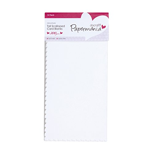 Papermania 300 gsm hooggolvende blanco kaarten en enveloppen, wit, 12 stuks
