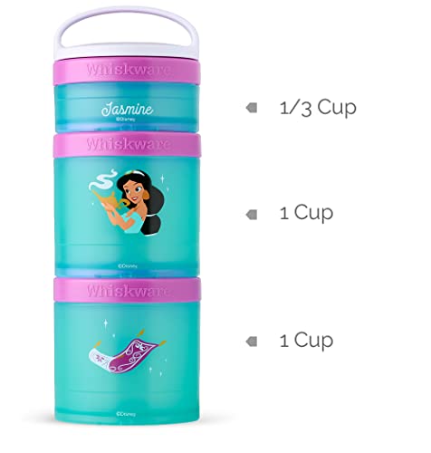 Whiskware Disney Stackable Snack Containers For Kids And Toddlers, 3 Stackable Snack Cups For School And Travel, Jasmine And Magic Carpet #TOP1