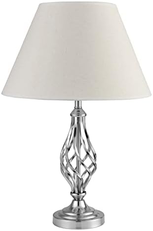 Kingswood Barley Twist Traditional Table Lamp - Satin Silver