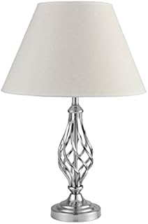 Kingswood Barley Twist Traditional Table Lamp - Satin Silver