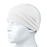 ヘアバンド メンズ ヘッドバンド スポーツ ヘアターバン バンダナ 幅広 髪留め 洗顔 ランニング 野球 サッカー メンズ レディーズ ホワイト