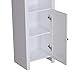 HOMCOM Tall Bathroom Storage Cabinet, Freestanding Linen Tower with 2-Tier Shelf and 2 Cupboards, Narrow Side Floor Organizer, White