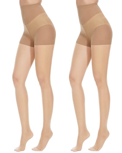 Citystl 2 Pairs Black Sheer Tights for Women, 30D Control