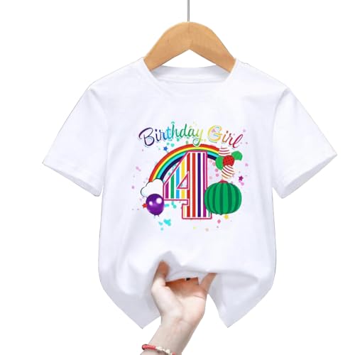 4th Birthday Shirt for Girls, 4th Birthday Dress for Girls, 4th Birthday T Shirt for Girls 4 Year Old Birthday Gift for Girls, 4th Birthday Decoration Rainbow Balloon Birthday Clothes for Girls