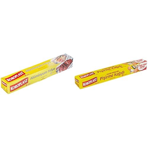 Koroplast Alüminyum Folyo 15 mt ve Koroplast Hazır Kesilmiş 16 Adet Pişirme Kağıdı (1 x 16 Adet)