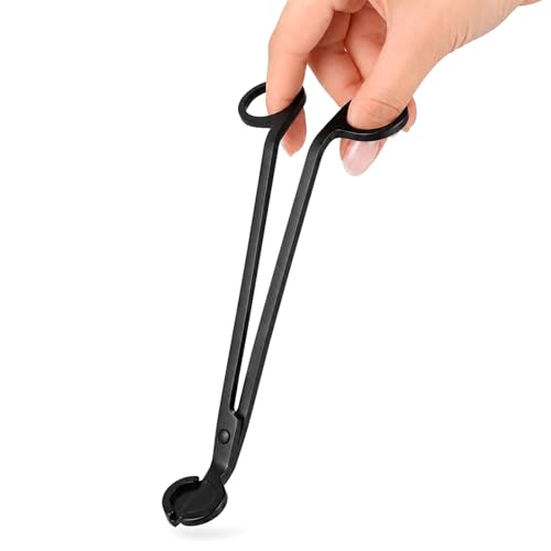 CHEFBEE Candle Wick Trimmer, Black Polished Stainless Steel Wick Clipper Cutter, Scissors, Reaches Deep Into Candles to Cut Spent Cord, Allow Cleaner Burn and Prevent Soot Buildup