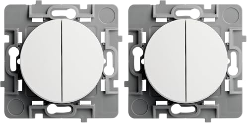 DEBFLEX - Casual Evo - Interrupteur Va et Vient Double - Interrupteur Mural À Deux Boutons - Installation Rapide - ABS - Installation Encastrée - Blanc - 76 x 76 x 34 mm (Lot de 2)