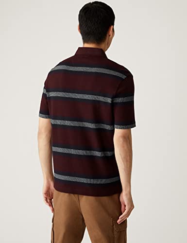 Image of Marks & Spencer Mens Striped Cotton Collared Neck Regular Fit Polo Shirt