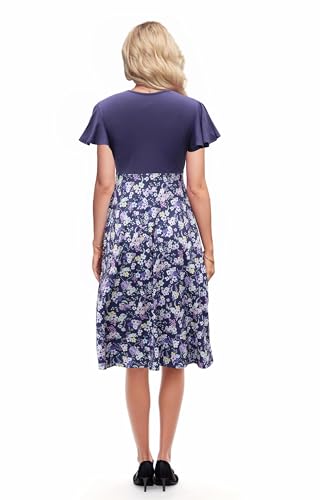 Image of GRECERELLE Spring Summer Dress for Women Casual Ruffle Short Sleeve Wrap V-Neck Dress