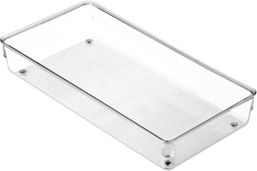 iDesign Cassetto portaposate, grande inserto per cassetti da cucina, pratico organizer per utensili da cucina, trasparente, 15 cm x 30 cm x 5 cm