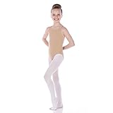 Danzcue Girls Nude Seamless Undergarment Camisole Leotard with Adjustable Straps, L