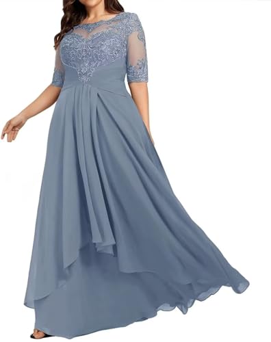 Plus Size Mother of The Bride Dresses for Wedding Lace Appliques Formal Evening Gowns Chiffon Party Dress2