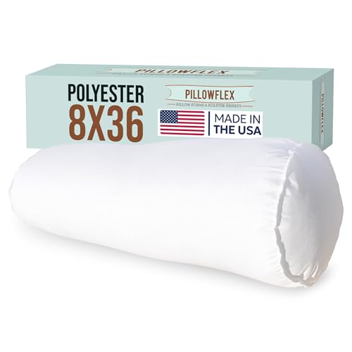 Pillowflex White Bolster Pillow Insert 8x36 in - Soft White Decorative Sham
