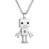 jonline24h Punk Rock Alloy Robot Pendant Stainless Steel Chain Necklace for Men & Women