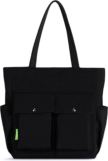 Lidxfeo Damen Canvas Handtasche Schultertasche, Groß Canvas Umhängetaschen Mit ReißVerschluss, Casual Shopper Tote Bag für Schule, Reisen, Arbeit, Täglichen Gebrauch