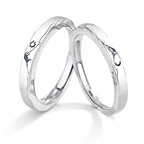 Partnerringe 925 Sterling Silber – Sonne & Mond Symbol – Größenverstellbar – Damen & Herren...