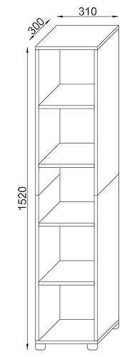 VCM Holzregal stehend/platzsparendes Regal/Maße:H. 152 x B. 31 x T. 30 cm/Elegantes Regal stehend/Aufbewahrungsregal/Bücherregal - Benas-5