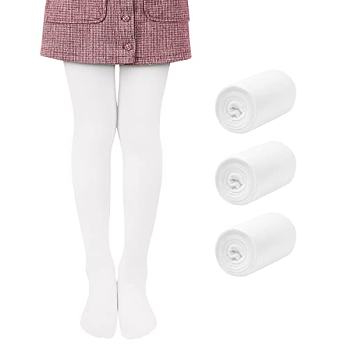 Libella 3er Pack Strumpfhose für Mädchen Tanzstrumpfhose mit Fuß 80 DEN Blickdicht Mikrofaser Farbig 27251 Weiß 134-140