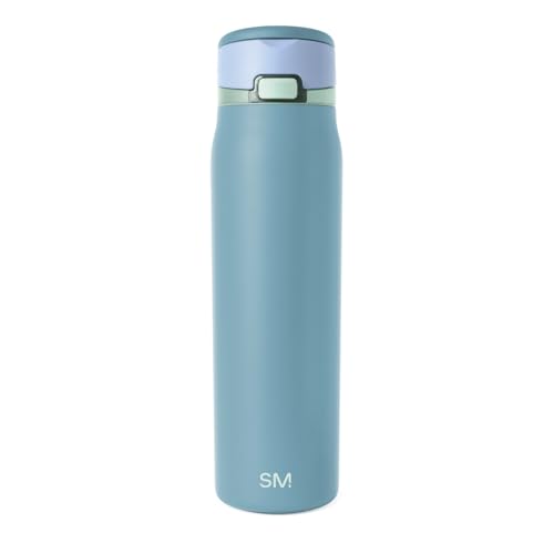 Image of Simple Modern Water Bottle with Straw & Handle | 30oz | Blue | Mesa Loop Insulated Water Bottle for School, Sports, Travel | Leak Proof, Stainless Steel | Glacier Bay