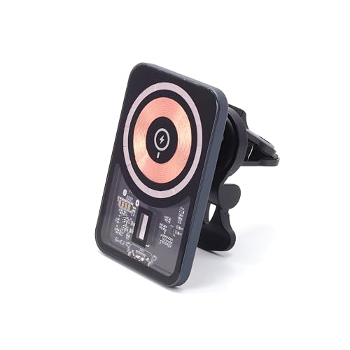 Image of JUST CORSECA SWIFTCHARGE Magnetic Wireless Car Charger | 15W Fast Charging | Transparent Design | Magnetic Lock | ABS & Aluminum Alloy Body | Compatible with MagSafe Devices (Black)