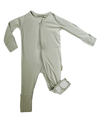 Marlowe & Co Zippered Romper, Convertible Footed to Footless Romper, One Piece Zippered Romper For Baby Boy and Girl (Desert Sage, 0-3 Months)