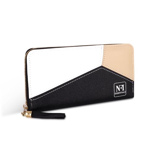 NFI essentials PU Women Zipper Wallet with Multi Pocket Card Holder, Long Clutch Coin Purse for Girls