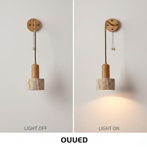 Lámpara de travertino para evitar la fatiga visual, aplique de pared nórdico con madera 5