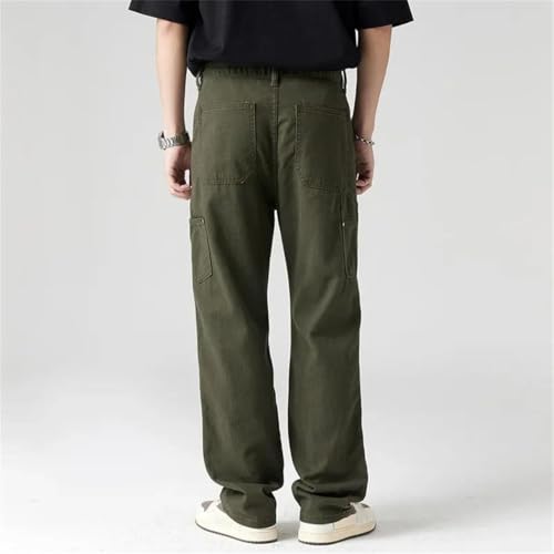 Men’s Pant Casual Straight Wide Leg Cargo Trouser Winter Fleece Lined Warm Cotton Loose Style3