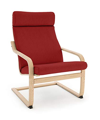 VINYLLA Funda de repuesto para sillón Ikea Poang (diseño de cojín 3, algodón), color rojo
