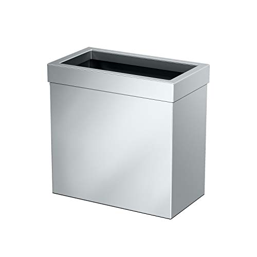 Image of Gatco Small Bathroom Trash Can with Lid, Rectangle 3 Gallon Stainless Steel Wastebasket, Under Sink, Chrome, for Bathroom, Bedroom, Office (1916)