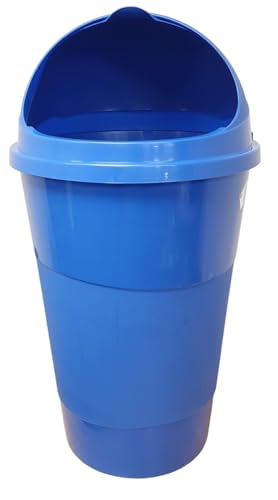 Easy Shopping® 50L BLUE Plastic Bullet Bin Wastepaper Recycle Dustbin Flap Lid Kitchen, Home Office Rubbish Trash Basket