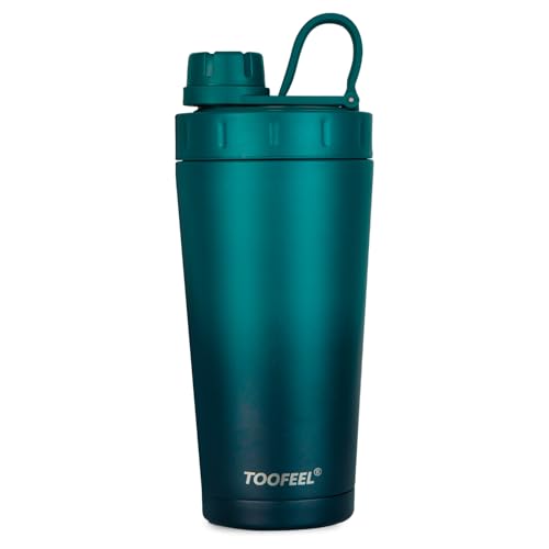 Image of TOOFEEL Protein Shaker Bottle 20 oz - Double Walled Insulated Vacuum Shaker Cups for Protein Shakes, Keeps Cold /Hot, Metal Stainless Steel Water Bottle, Preworkout Gym Shaker Bottle