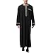 Produktbild BeerMmay Herren Muslim Druck Kaftan Islamisch Royalty Dubai Robe O-Ausschnitt Lange Ärmel Retro Tuniken Abaya Lose Kandoura,Schwarz,XL