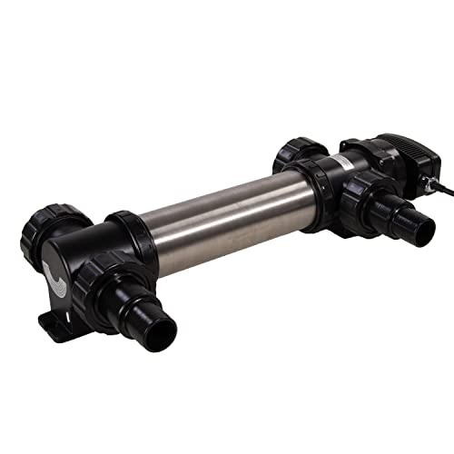 Aquaforte Suv-736 Inox Uv-C, Pl 36W, Longueur 545 mm, max. Taille Du Bassin 55 m3, Débit Conseillé 7 m3⁄H, max. Pression 1,0 Bar, 4 Raccords de Tuyau 3850 mm Inclus, Noir/gris