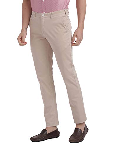 Image of Colorplus Men's Cotton Blend Solid Pattern Contemporary Fit Flat Front Casual Trouser