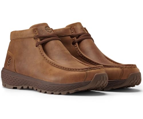 Image of SUREWAY Men's Chukka Boots,Lightweight Durability Leather Moc Toe Work Boots,Fashion Hiking,Driving Shoes,Chelsea Boots for All-Weather Comfort (Office,Casual,Dress)