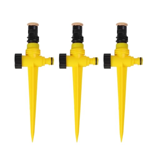 MoSundi Juego de aspersores enterrados de atomización ajustable, 3 piezas de riego de jardín de polipropileno para césped y macizos de flores, con ángulo de pulverización ajustable, amarillo y verde