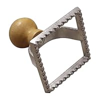 Fackelmann Stampino per Ravioli Quadrati 5x5 cm, Taglia-Pasta Professionale con Manico Ergonomico in Legno di Faggio e Alluminio, Utensile per Pasta Fresca Fatta in Casa