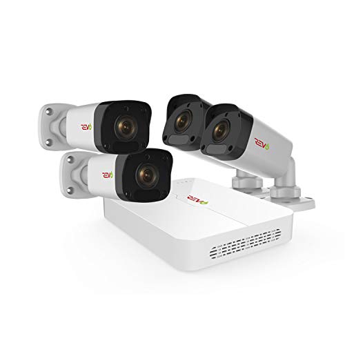 REVO America Ultra HD 4 Ch. 1TB HDD IP NVR Video Surveillance System, 4 x 1080p Bullet Security Cameras - Remote Access via Smart Phone, Tablet, PC & MAC, White (RU42B4E-1T)