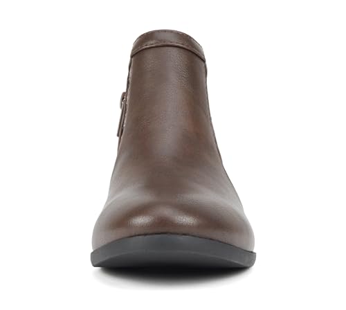 Image of Soda CHANCE Womens Perforated Cut Out Stacked Block Heel Ankle Booties (Wide Fit Available)