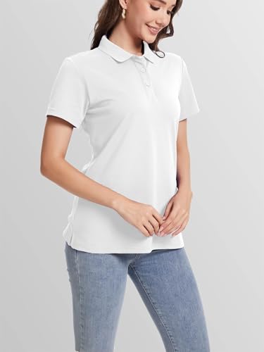 SMENG Women's Polo Shirts Cotton Pique Short Sleeve Collared 3 Button Summer Tops Work,Casual,Golf Shirt2