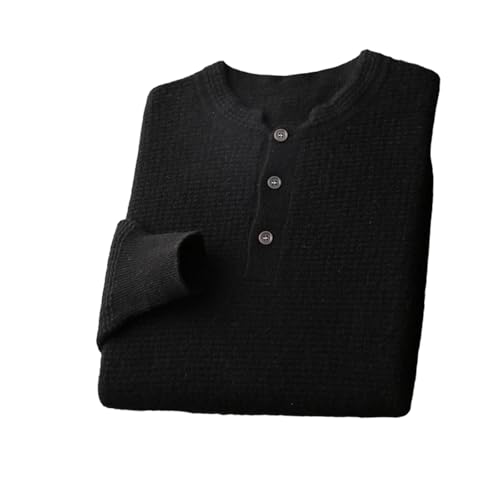 Men's Winter Cashmere Sweater O-Neck Pullover Merino Wool Knitted Business Casual Top Long Sleeved Jumper Black
