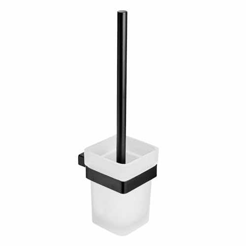 Juego de escobilla de inodoro y soporte para montaje en pared, limpiador higiénico de baño cromado, kit de limpieza de inodoro elegante que ahorra espacio para un uso sin esfuerzo e higiene superior